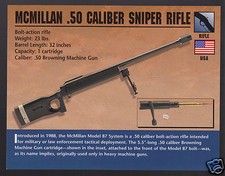 McMILLAN MODEL 87 .50 CALIBER SNIPER RIFLE Gun Classic Firearms PHOTO CARD picture