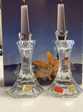 Pair of Vintage Vienna Crystal Heavy Lead Crystal Candlesticks 5” Tall Austria picture