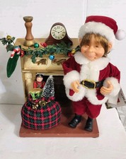 Celebrate It Christmas Santa Elf & Fireplace Figure picture