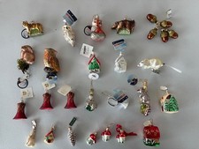 24 Vintage Glass Christmas Ornaments German USA Animals Houses Bells w Tags picture