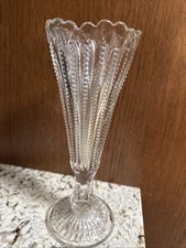 Clear Pressed Glass Trumpet/Pedestal Vase picture