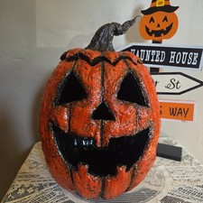 HANDMADE HALLOWEEN CREEPY JACK-O-LANTERN SCARY PUMPKIN WITCH SEASON LIGHTS PROP picture