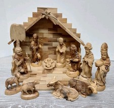 Vintage Olive Wood Nativity Set Creche Complete Excellent picture