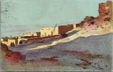 1913 Winslow AZ Desert Landscape Adobe Buildings Postcard Las Vegas NM Letter picture