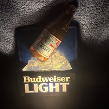 NEW OLD STOCK BUDWEISER LIGHT BEER LIGHT UP BOTTLE SIGN 10 X 7 ANHEUSER BUSCH picture