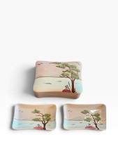 Vintage Weil Ware Raised Ming Tree Trinket Box with Two Trinket Trays picture