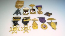 Estate Lot Vintage Lodge Knights of Columbus VFW Badges Pins Medals picture