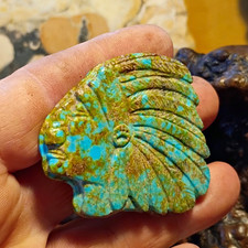 Native American Indian Chief Carved TURQUOISE Jack Brown Original Chiefs Indians picture