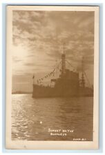 c1920's Sunset On The Bosporus Straight Turkey, Steamer Ship RPPC Photo Postcard picture