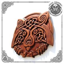 Cute Celtic raccoon wood carved plaque, animal design Norse Wall Decor Handmade picture