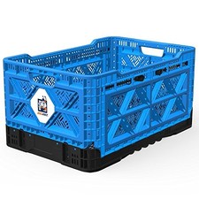 Bigant Heavy Duty Collapsible & Stackable Plastic Milk Crate Snap Lock Foldable picture
