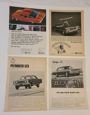4 Pc vintage magazine advertisement 1965 Barracuda 66 Coronet 67 GTX 67 Dart GTS picture