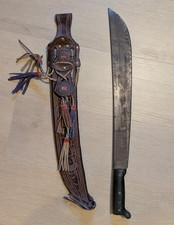 Vintage Central American Tooled Leather Machete Sheath & Machete picture