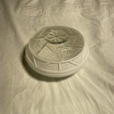 Vintage Frosted Art Deco Ceiling Light Cover  White Clear Glass Bubbles 5” OPN picture