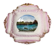 FRESNO, CALIFORNIA  Antique KINGS RIVER BRIDGE REEDLEY Souvenir China Dish Plate picture