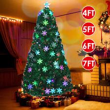 4/5/6/7ft Pre-Lit Fiber Optic Artificial Christmas Tree w/Multicolor LED Lights picture