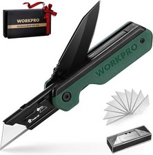 WORKPRO 2-in-1 Folding Knife/Utility Knife Green Extra 10 SK5 Blades Included picture