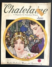 1929 CANADA CANADIAN CHATELAINE MAGAZINE COVER ONLY YOUNG BRIDE STAINED GLASS picture