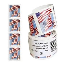 2022 Patriotic Flag Roll - 100 Count Single Coil Collector Grade MNH Mint Lot picture