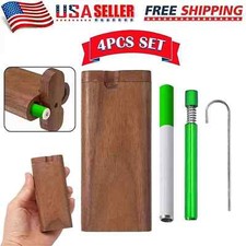 Wooden Dugout Pipe Self Cleaning Metal Bat Poker Smoking Pipe One Hitter Kit US picture