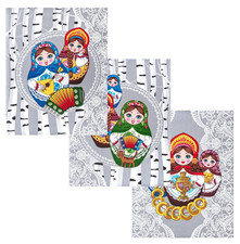 3pc Russian Matryoshka Kitchen Towel Set Absorbent Dishcloth Cotton Hand Towels picture