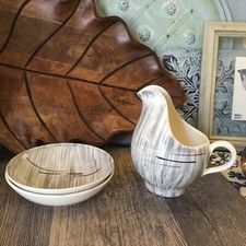 Hiawatha China by Stetson Creamer & 2 Bowls Mid Century Modern Design Excellent picture