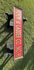 Vintage 60in Hook & Ladder Co No 41 Wood Firehouse Sign Framed Firefighter picture