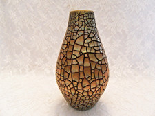 ZSOLNAY PECS GREEN/GOLD EOSIN CRACKLED VASE T 9 