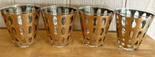 CULVER PISA 22K GOLD CRACKLE GREEN MCM VTG BAR GLASSES SET OF 4 *EUC* picture