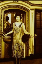 c1920's 35mm Slide Film Ornate Mirror Flapper Dress Woman Portrait Fashion picture