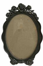 Vtg Oval Ornate Antiqued Silver Metal Quality Picture Frame Roses Victorian 6x8 picture