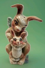 VINTAGE POTTERY MADISON CERAMIC ARTS STUDIO MOTHER & BABY BUNNY SNUGGLERS S & P picture