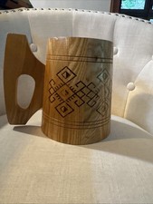 Vintage USSR Wooden Beer Mug Tankard M-2 Soviet Russian Folk Art Large 6” picture