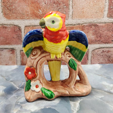 Colorful Ceramic Parrot Bird Figurine Vase with Floral Base picture