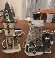 LOT 2 XMAS Lemax 2002 Plymouth Corners LightHouse St. Nicholas Square   picture