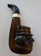 Vintage Avon Leprechaun Pipe Shaped Brown Glass Bottle picture