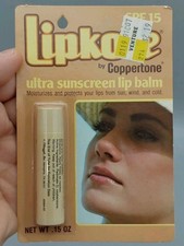 1987 Coppertone Ultra Sunscreen Lip Balm SPF 15 Venture Price Tag Ephemera picture