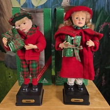 VTG Holiday Creations Animated Boy Girl Pair Musical Christmas Decor As-is picture