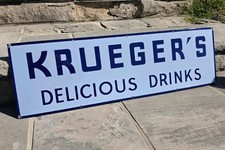Vintage Original Porcelain Krueger's Delicious Drinks Beverages Sign  picture