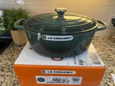 NEW Le Creuset Enameled Cast Iron Signature 8 qt 33 cm Oval Dutch Oven Artichaut picture