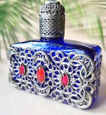 Bottle for Perfume Cobalt Czechoslovakia Blue Glass Parfume Bottle Art Deco picture