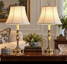 Vintage Baldwin Solid Brass Table Lamps Pair 27