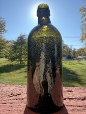 Antique 1840's Seedy Olive New England Master Ink Bottle - Pontil picture