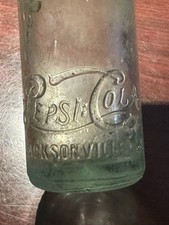 1910s  Vintage Pepsi Cola Aqua Glass Bottle - Jacksonville, FLA - SHIPS4FREE2US picture