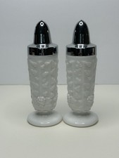 Westmoreland Milk Glass Hobnail Salt & Pepper Shakers w/ Grape Vine Design picture