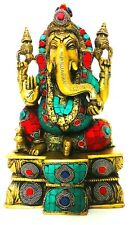 Tibetan Ganesh Ganesha Brass Statue Hindu Elephant God Buddhism picture