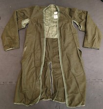 Vintage 50s U.S. Army Korean War Overcoat Mens Wool Trench Coat Liner Small Long picture