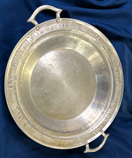 Vintage Everlast Forged Aluminum Serving Bowl Tray #1152 Flower Fruit Handles  picture