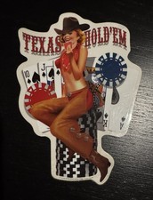 VINTAGE 2006 TEXAS HOLD’EM POKER COWGIRL PIN UP STICKER RALPH BURCH NOS 5.5” picture