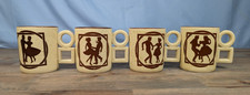 Vintage Couple Dancing Coffee Cups 4 1960's Square/Swing Dance Mugs Made Japan picture